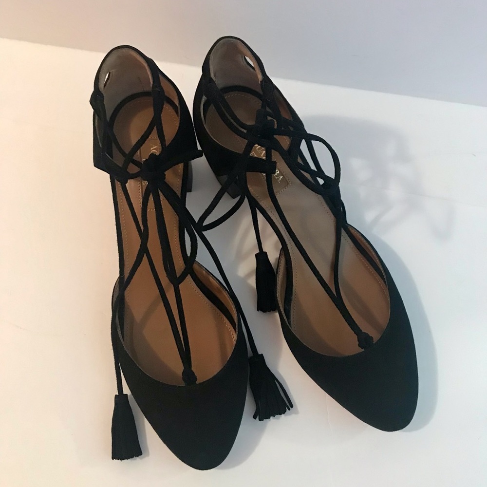 AQUAZZURA, SUEDE SHOES.